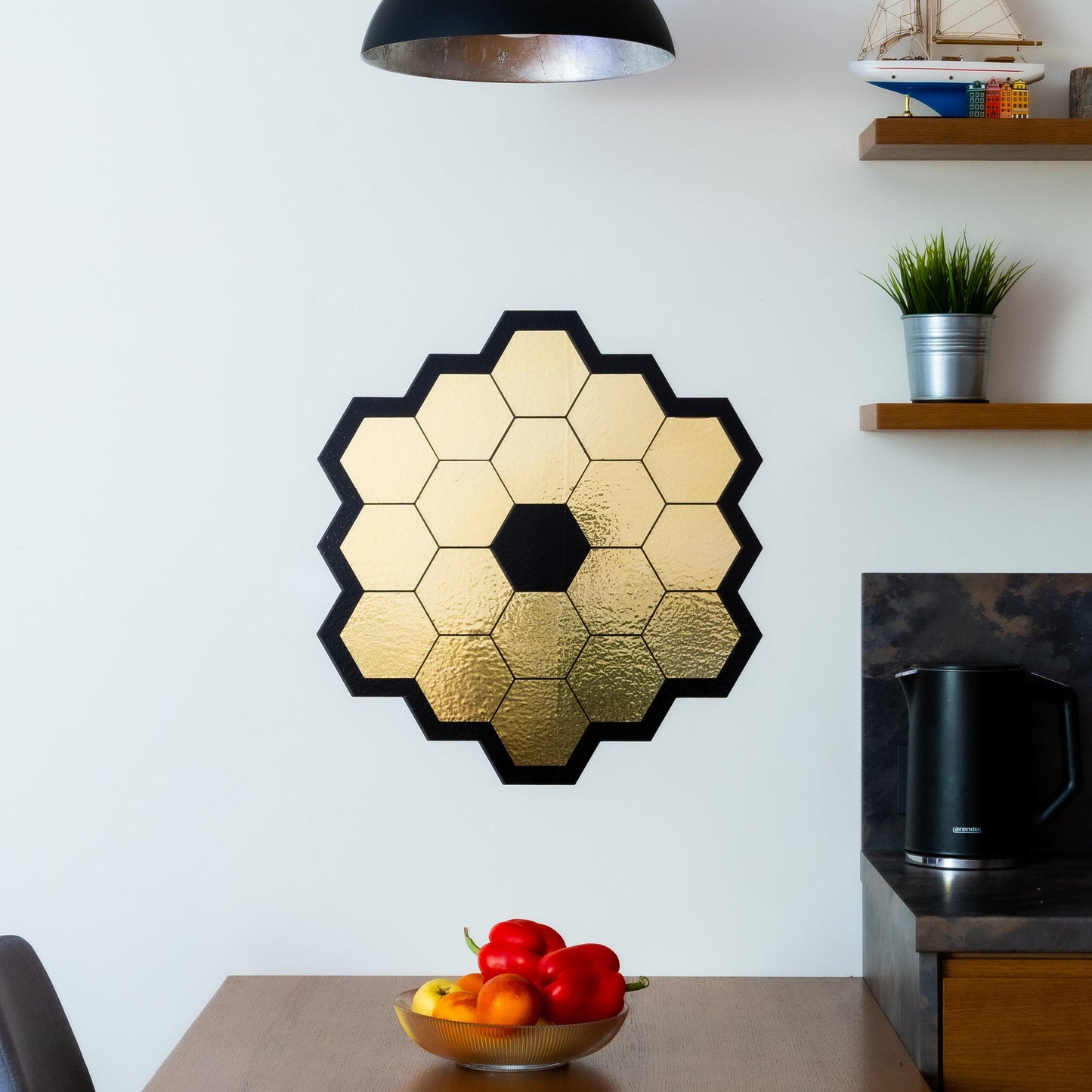 James Webb Space Telescope Mirror Wall Sticker - Gold Chrome Vinyl Space Decal - Universe jwst Room Decor - Perfect Astronomy Geek Gift