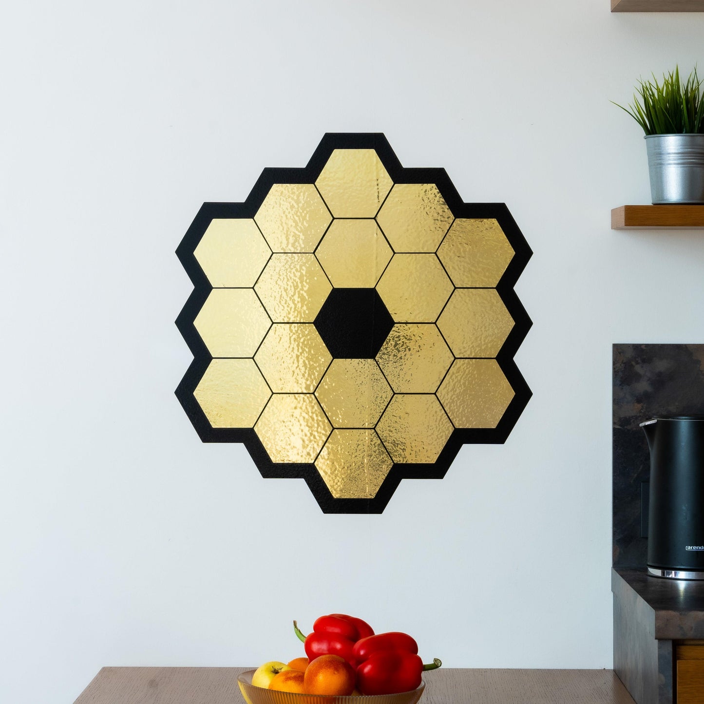 James Webb Space Telescope Mirror Wall Sticker - Gold Chrome Vinyl Space Decal - Universe jwst Room Decor - Perfect Astronomy Geek Gift
