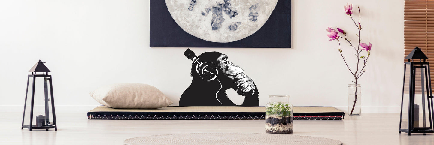 Vinyl Wall Art Decal - Contemplative Chimp Design Wall Sticker
