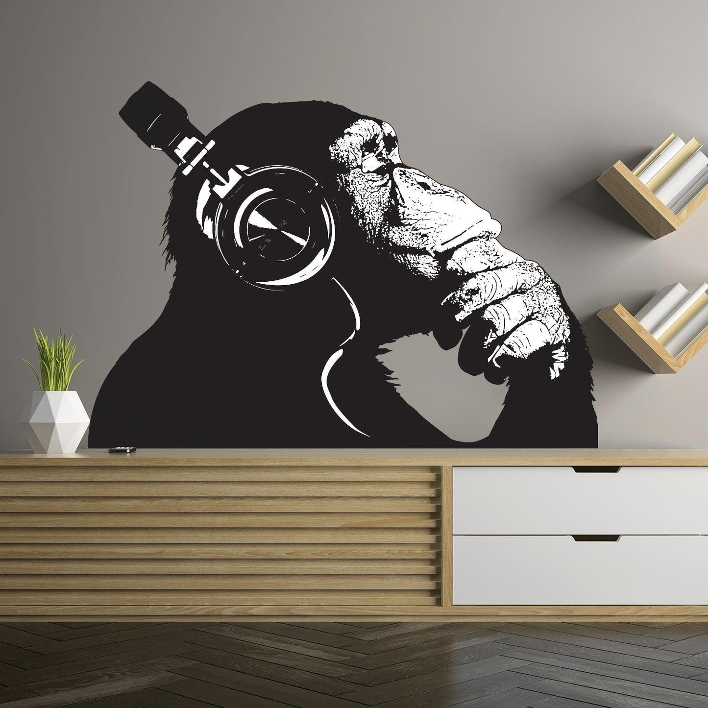 Vinyl Wall Art Decal - Contemplative Chimp Design Wall Sticker