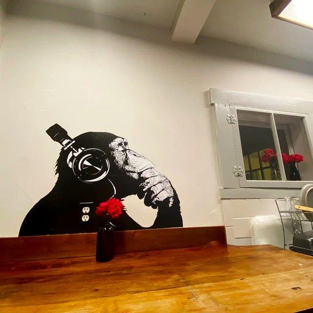 Vinyl Wall Art Decal - Contemplative Chimp Design Wall Sticker