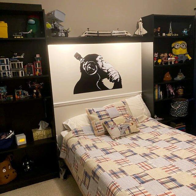 Vinyl Wall Art Decal - Contemplative Chimp Design Wall Sticker
