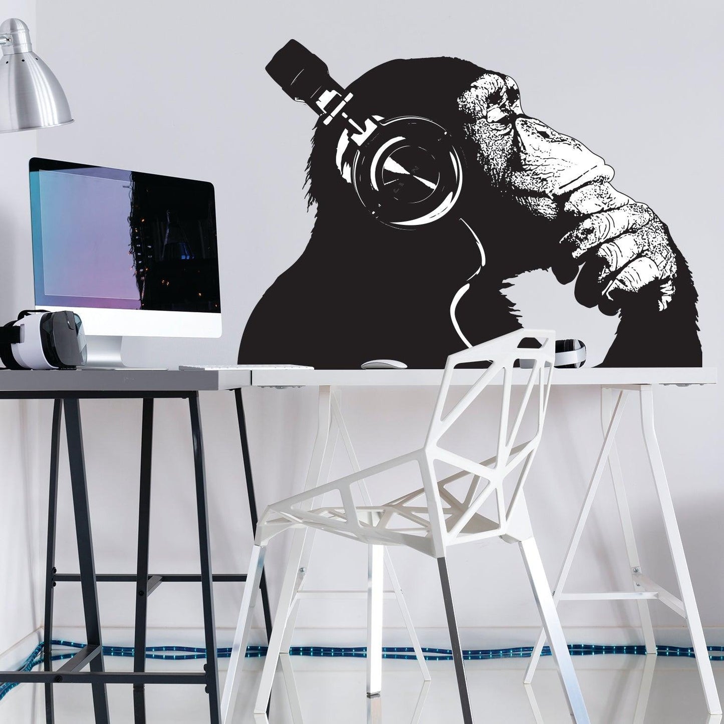Vinyl Wall Art Decal - Contemplative Chimp Design Wall Sticker