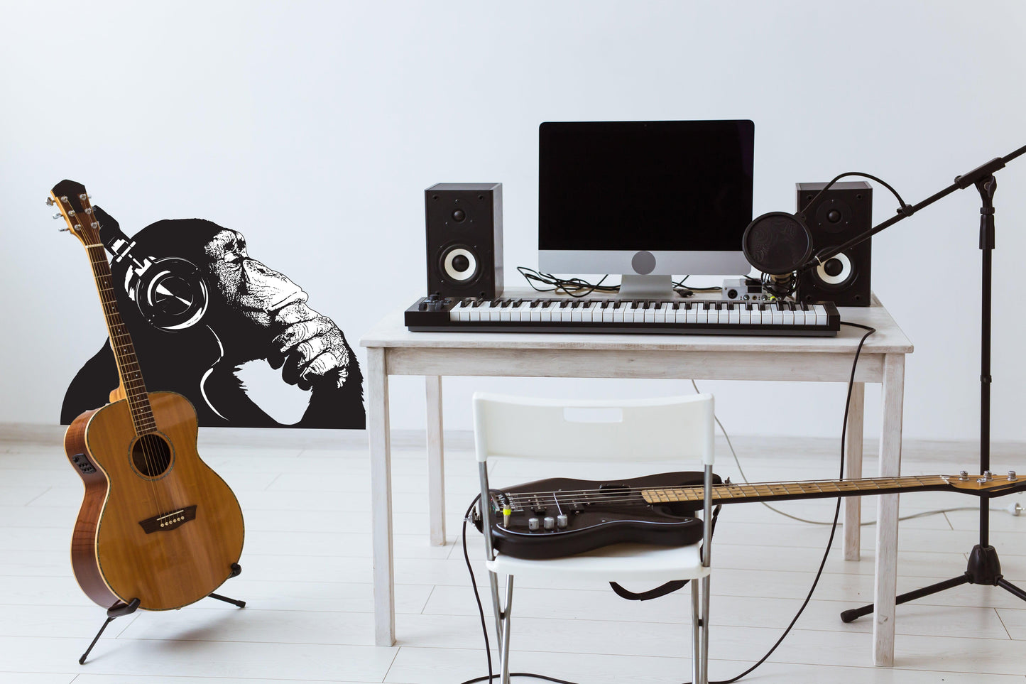 Vinyl Wall Art Decal - Contemplative Chimp Design Wall Sticker
