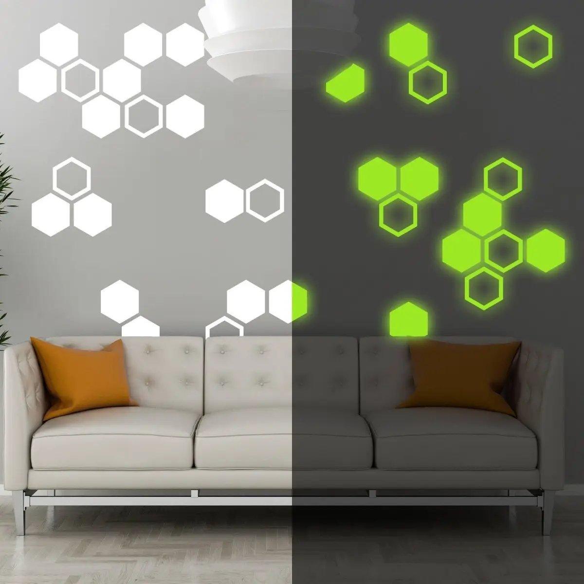 Hexagon Glow in the Dark Wall Stickers, Luminous Wonder Wall Decals for Children's Room