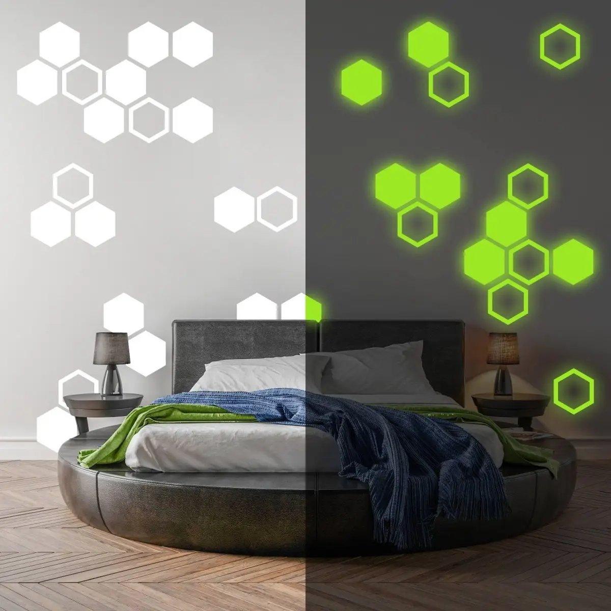 Hexagon Glow in the Dark Wall Stickers, Luminous Wonder Wall Decals for Children's Room