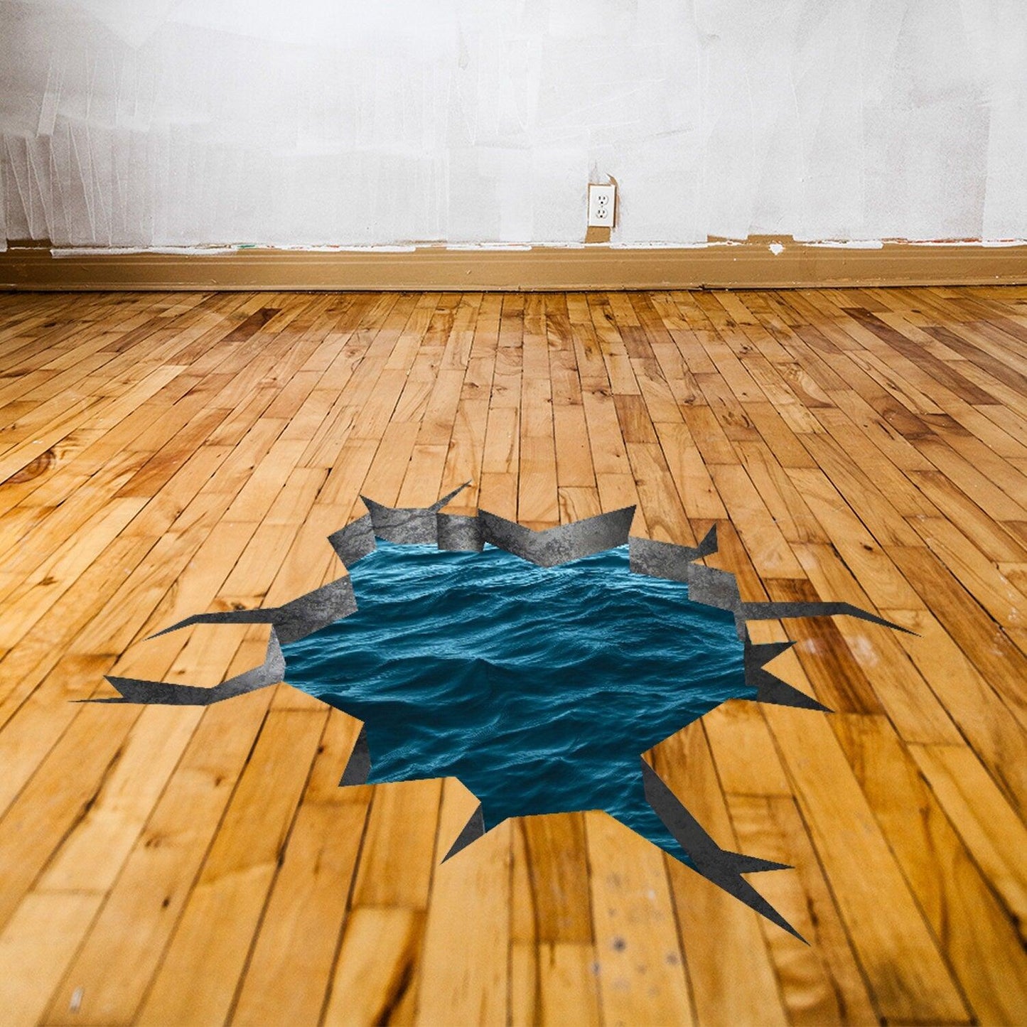 3d Floor Sea Decal - The Flooring Ocean Hole Sticker Decor For Kid Living Room Bathroom