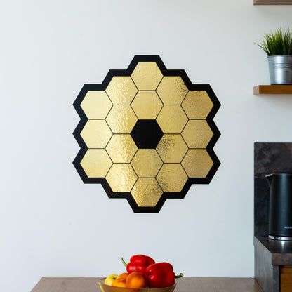 James Webb Space Telescope Mirror Wall Sticker - Gold Chrome Vinyl Space Decal - Universe jwst Room Decor - Perfect Astronomy Geek Gift