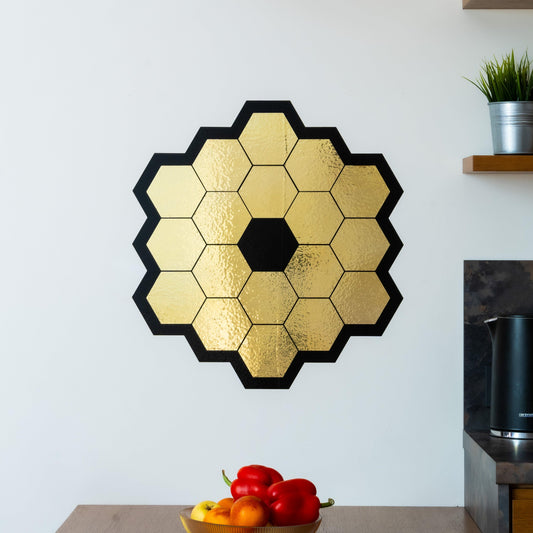 James Webb Space Telescope Mirror Wall Sticker - Gold Chrome Vinyl Space Decal - Universe jwst Room Decor - Perfect Astronomy Geek Gift