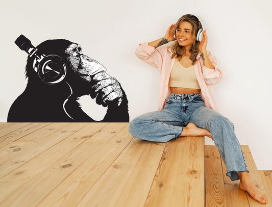 Vinyl Wall Art Decal - Contemplative Chimp Design Wall Sticker