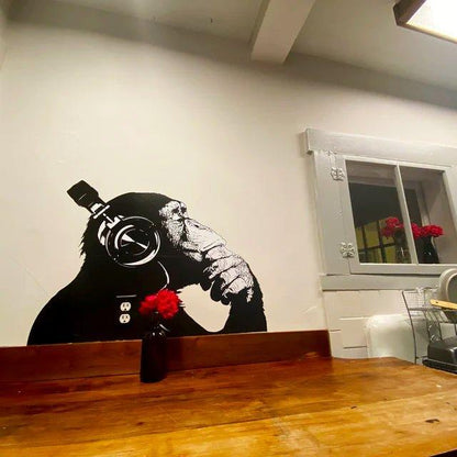 Vinyl Wall Art Decal - Contemplative Chimp Design Wall Sticker