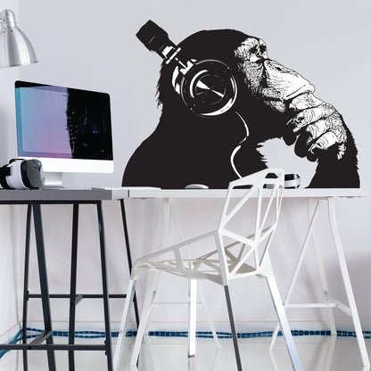 Vinyl Wall Art Decal - Contemplative Chimp Design Wall Sticker
