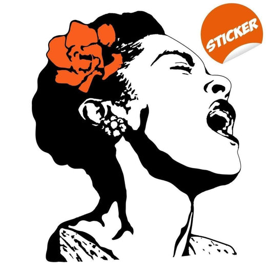 Singing Woman Art Decal with Floral Design - Elegant Wall Sticker for Home Decoration