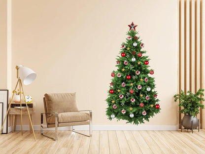 Festive Pine Wall Decal - Holiday Christmas Tree Ornament Decoration
