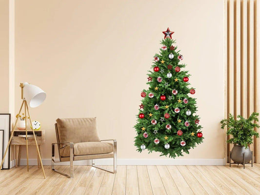 Festive Pine Wall Decal - Holiday Christmas Tree Ornament Decoration