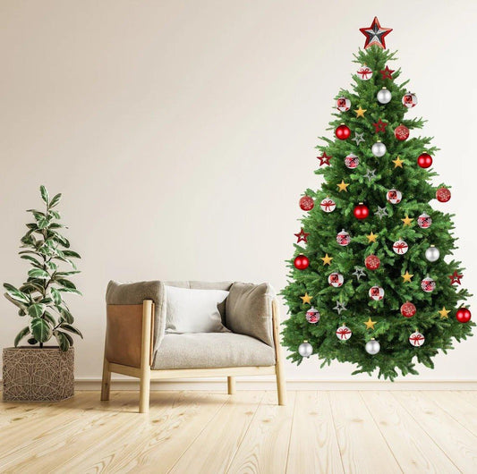 Festive Pine Wall Decal - Holiday Christmas Tree Ornament Decoration