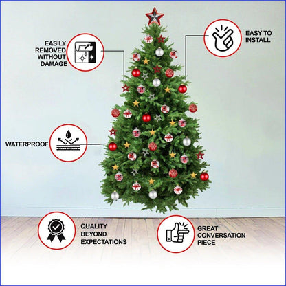 Festive Pine Wall Decal - Holiday Christmas Tree Ornament Decoration
