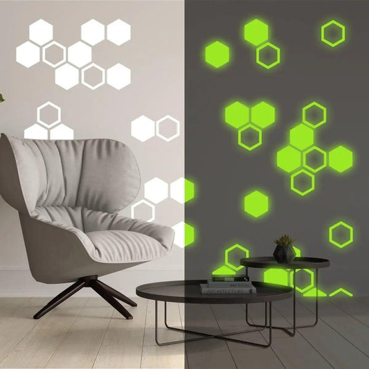 Hexagon Glow in the Dark Wall Stickers, Luminous Wonder Wall Decals for Children's Room