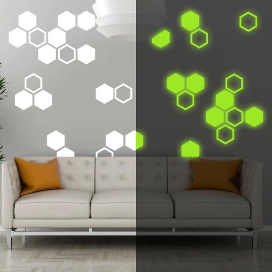 Hexagon Glow in the Dark Wall Stickers, Luminous Wonder Wall Decals for Children's Room