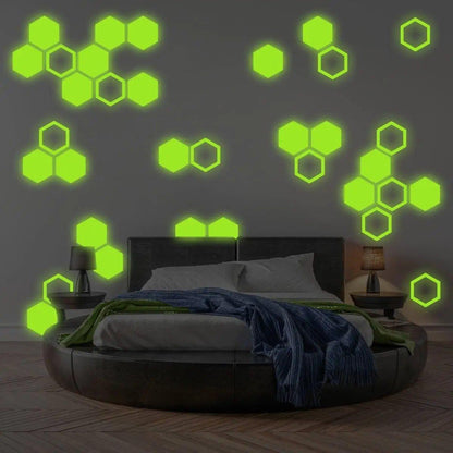 Hexagon Glow in the Dark Wall Stickers, Luminous Wonder Wall Decals for Children's Room