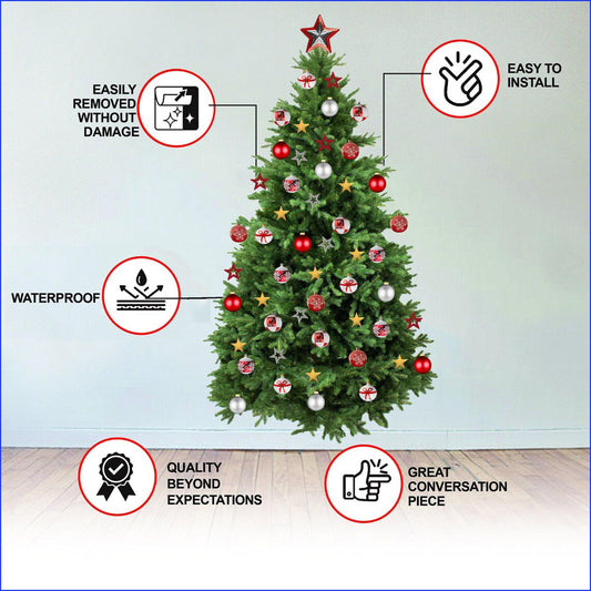 Christmas Tree Wall Vinyl Decal - Large Pine Ornaments Sticker Decoration For Living Kids Room
